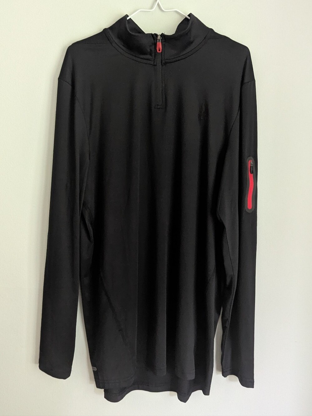 Spyder Men's S/M Quarter Zip Pullover Mock Neck Performance Sweatshirt Black Red